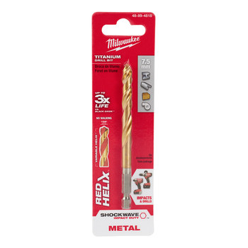 Picture of Milwaukee SHOCKWAVE RED HELIX 7.5 mm 135° Right Hand Cut Titanium Coated Drill Bit 48-89-4818 (Main product image)
