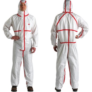 3M 4565-BLK-4XL White 4XL Polyethylene/Polypropylene Disposable Chemical-Resistant Coveralls - Fits 52 to 55 in Chest - 046719-63017