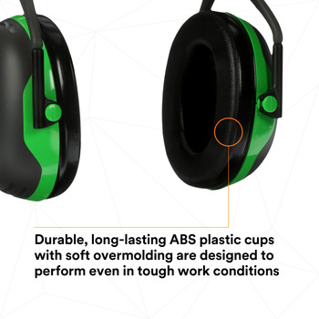 3M Peltor X Series X1A Black/Green Over Head Foam Protective Earmuffs - 22 dB NRR