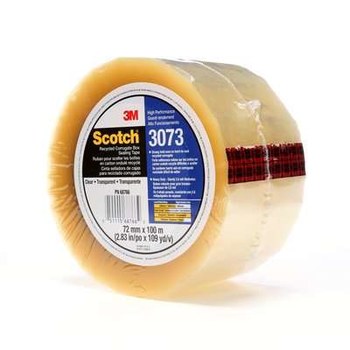 3M Scotch 3073 Clear Box Sealing Tape - 72 mm Width x 100 m Length - 2.6 mil Thick - 68766