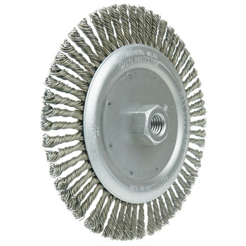 Weiler Vortec Pro 36297 Wheel Brush - 7 in Dia - Knotted - Stringer Bead Steel Bristle