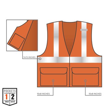 Ergodyne Glowear High-Visibility Vest 8225Z 21155 - Size Large/XL - High-Visibility Orange