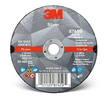 3M Silver Ceramic Cutoff Wheel - 3 in Diameter - 87459