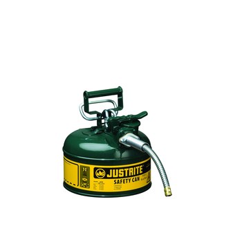 Picture of Justrite Accuflow Green Steel Leak-Proof, Pressure-Relief Vent, Self-Closing 1 gal Safety Can (Main product image)