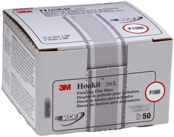 3M Hookit 260L Coated Aluminum Oxide White Hook & Loop Disc - Film Backing - P1500 Grit - Ultra Fine - 6 in Diameter - 00950