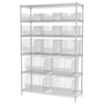 Picture of Akro-Mils AWS1848SABSC Akrobin 2000 lb Adjustable Clear Chrome Steel Open Fixed Shelving System (Main product image)