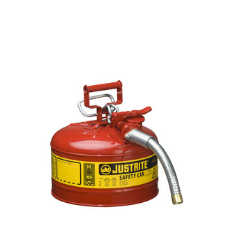 Picture of Justrite Accuflow Red Steel Leak-Proof, Pressure-Relief Vent, Self-Closing 2 1/2 gal Safety Can (Main product image)