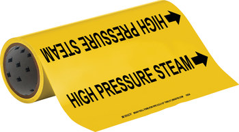 Picture of Brady Black on Yellow Vinyl 15534 Self-Adhesive Pipe Marker (Main product image)