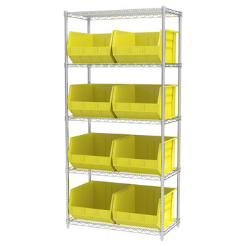 Picture of Akro-Mils AWS183630270 Akrobin 2000 lb Adjustable Yellow Chrome Steel Open Fixed Shelving System (Main product image)