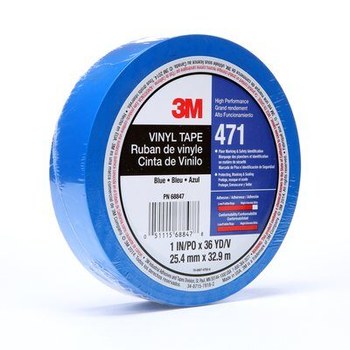 3M 471 Blue Marking Tape - 1 in Width x 36 yd Length - 5.2 mil Thick - 68847