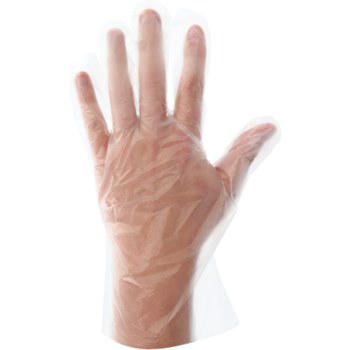 Global Glove Clear Medium Powder Free Disposable Gloves - Industrial Grade - 11 in Length - Embossed Finish - 9600-M