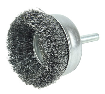 Weiler Steel Cup Brush - Unthreaded Stem Attachment - 2 in Diameter - 0.008 in Bristle Diameter - 14313