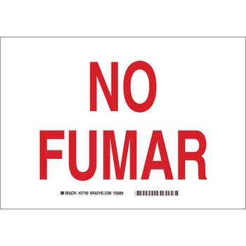 Picture of Brady B-401 High Impact Polystyrene Rectangle White Spanish No Smoking Sign part number 38976 (Main product image)