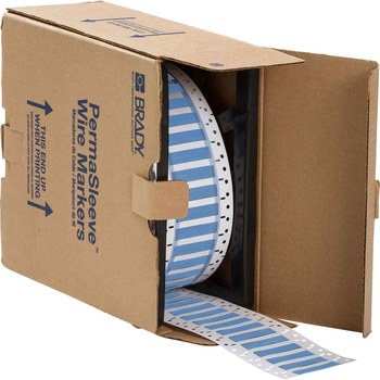 Picture of Brady PermaSleeve i7500 Blue Heat-Shrinkable Polyolefin i7500 Thermal Transfer 2LSZH-250-2-BL-M Pre-sized Sleeves for Printers (Main product image)