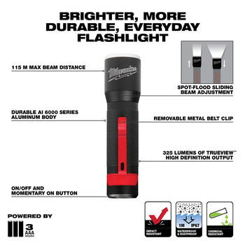 Milwaukee 2107S Focusing Flashlight - LED - Black - 54109