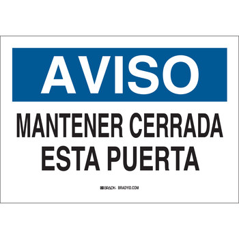Picture of Brady B-120 Fiberglass Reinforced Polyester Rectangle White Spanish Door Sign part number 39731 (Main product image)