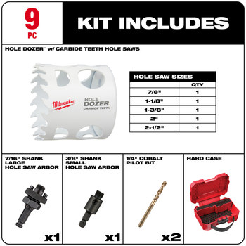 Milwaukee HOLE DOZER Hole Saw Kit 49-22-3079 - 3 TPI - Carbide Tipped