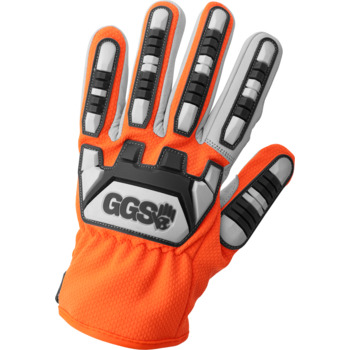 Global Glove Tuffalene White, Gray, and High-Visibility Orange 9 Goatskin Mesh Polyester Impact Protection Gloves - Wing Thumb - Standard Grade - Cut Level A6 Cut Resistance - CIA7600/LG