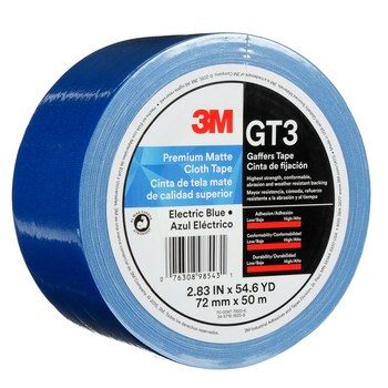 3M GT3 Electric Blue Gaffer's Tape - 72 mm Width x 50 m Length - 11 mil Thick - 98543