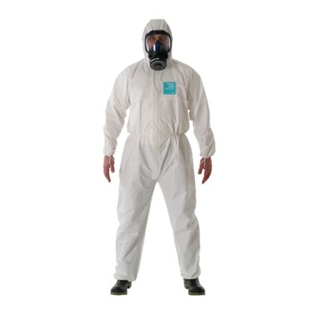 Picture of Ansell Microchem AlphaTec 68-2000 White 5XL Polyethylene Disposable Chemical-Resistant Coveralls (Main product image)