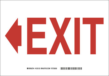 Picture of Brady B-120 Fiberglass Reinforced Polyester Rectangle White English Exit Sign part number 132132 (Main product image)