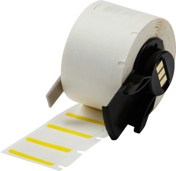 Brady M61-17-494-YL Thermal Transfer Printable Labels - 1 in x 0.5 in - Polyester - White / Yellow - B-494 - 61218