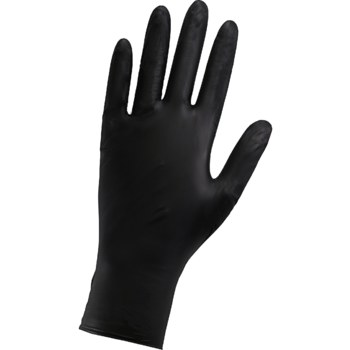 Global Glove Panther-Guard Black XL Powder Free Disposable Gloves - Industrial Grade - 9.5 in Length - Smooth Finish - 5 mil Thick - 405BPF-XL