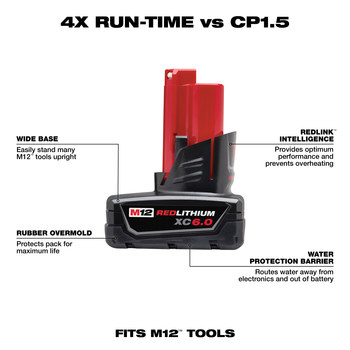 Milwaukee M12 XC6.0 Battery Pack 48-11-2460 - 6.0 Ah
