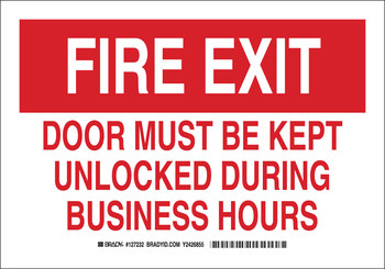 Picture of Brady B-302 Polyester Rectangle White English Fire Exit Sign part number 127232 (Main product image)