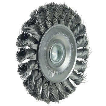 Weiler 17680 Wheel Brush - 3-1/4 in Dia - Knotted - Standard Twist Steel Bristle