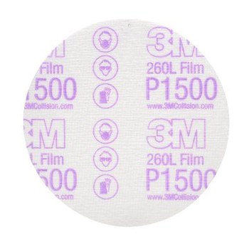 3M Hookit 260L Hook & Loop Disc 00951 - Aluminum Oxide - 5 in - P1500 - Ultra Fine