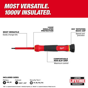 Milwaukee 48-22-2217 8-in-1 Precision Multi-Bit Screwdriver Set - 6.75 in - 84809