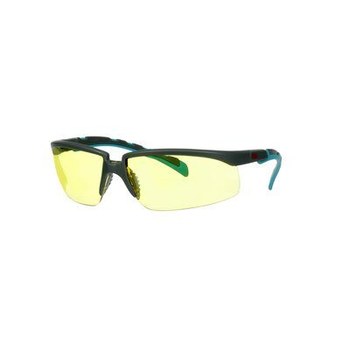 3M Solus 2000 Series Safety Glasses S2003SGAF-BGR - Scotchgard Anti-Fog Amber Lens - Gray/Teal Ratcheting Temples