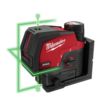 Milwaukee M12 Green Plastic Cross Line & Plumb Points Laser Kit - 3622-21