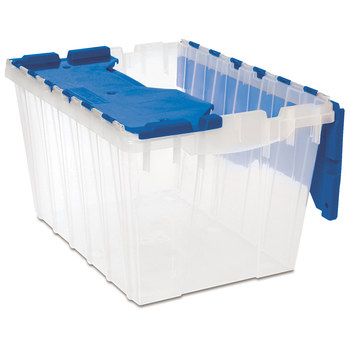 Picture of Akro-Mils 66486CLDBL Keepbox 12 gal 25 lb Blue / Clear Polypropylene Attached Lid Container (Main product image)