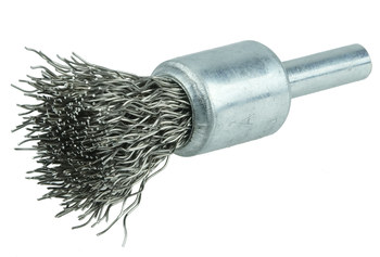 Weiler Stainless Steel Cup Brush - Unthreaded Stem Attachment - 1/2 in Diameter - 0.014 in Bristle Diameter - Cup Material: Standard - 10015