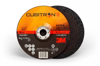 3M Cubitron II Type-Q Ceramic Aluminum Oxide Quick Change Depressed Center Wheel - 6 in Dia - Thickness 1/4 in - 10,200 Max RPM - 64318