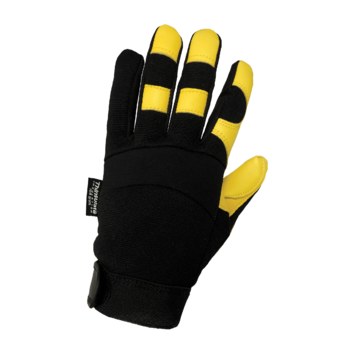 Global Glove Thunder Glove SG7700IN Black/Yellow Large Deerskin Leather/Rubber/Spandex Mechanic's Gloves - SG7700IN/LG