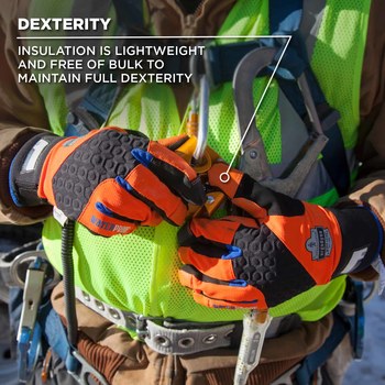 Ergodyne ProFlex 818WP Hi-Vis Orange Large Cold Condition Gloves - Thinsulate Insulation - 17394