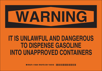 Picture of Brady B-555 Aluminum Rectangle Orange English Chemical Storage Sign part number 126582 (Main product image)