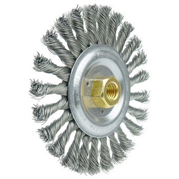 Weiler Roughneck 08776 Wheel Brush - 6 in Dia - Knotted - Stringer Bead Steel Bristle