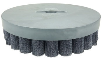 Weiler Bore-Rx Nylon Bristle Disc - Fine Grade - Arbor Attachment - 1 1/4 in Center Hole - 10 in Outside Diameter - 0.043 in Bristle Diameter - 86121