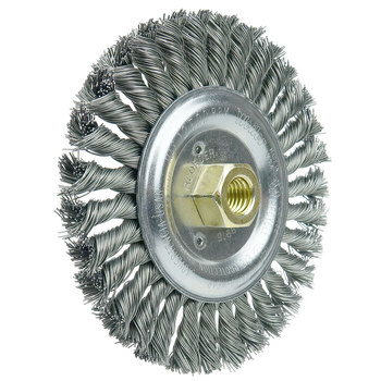 Weiler Roughneck 08916 Wheel Brush - 6 in Dia - Knotted - Stringer Bead Steel Bristle