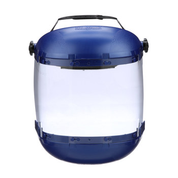 Sellstrom Sta-Clear Blue Plastic Full Face Shield - Ratcheting System Adjustment - Anti-Fog - 327380-05125