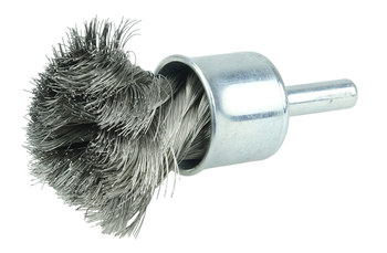 Weiler Stainless Steel Cup Brush - Unthreaded Stem Attachment - 3/4 in Diameter - 0.010 in Bristle Diameter - 10211