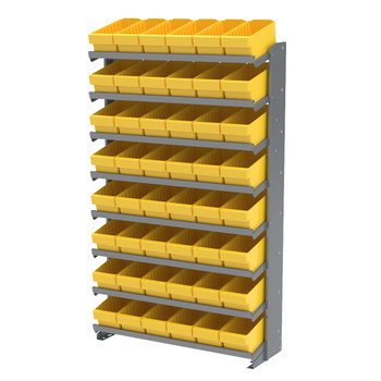 Picture of Akro-Mils APRS162 APRS 400 lb Yellow Gray Powder Coated Steel 16 ga Single Sided Fixed Rack (Main product image)