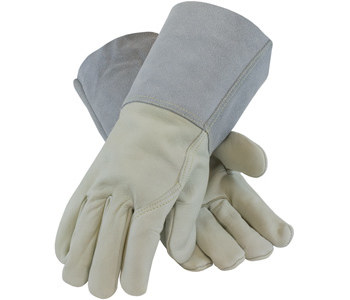 Picture of PIP 75-2026 Gray/Tan XL Grain Cowhide Leather Welding Glove (Main product image)