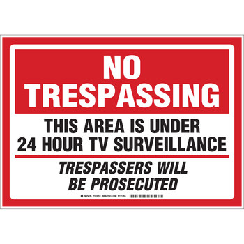 Picture of Brady B-401 High Impact Polystyrene Rectangle White English No Trespassing Sign part number 103851 (Main product image)