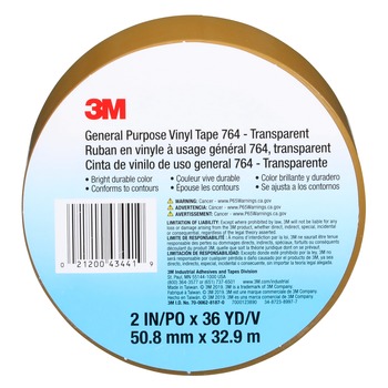 3M 764 Clear Marking Tape - 2 in Width x 36 yd Length - 5 mil Thick - 43441