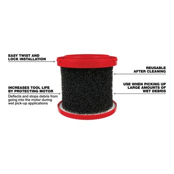 Milwaukee M12 HAMMERVAC Foam Wet Filter - 4.6 in - 49-90-2015